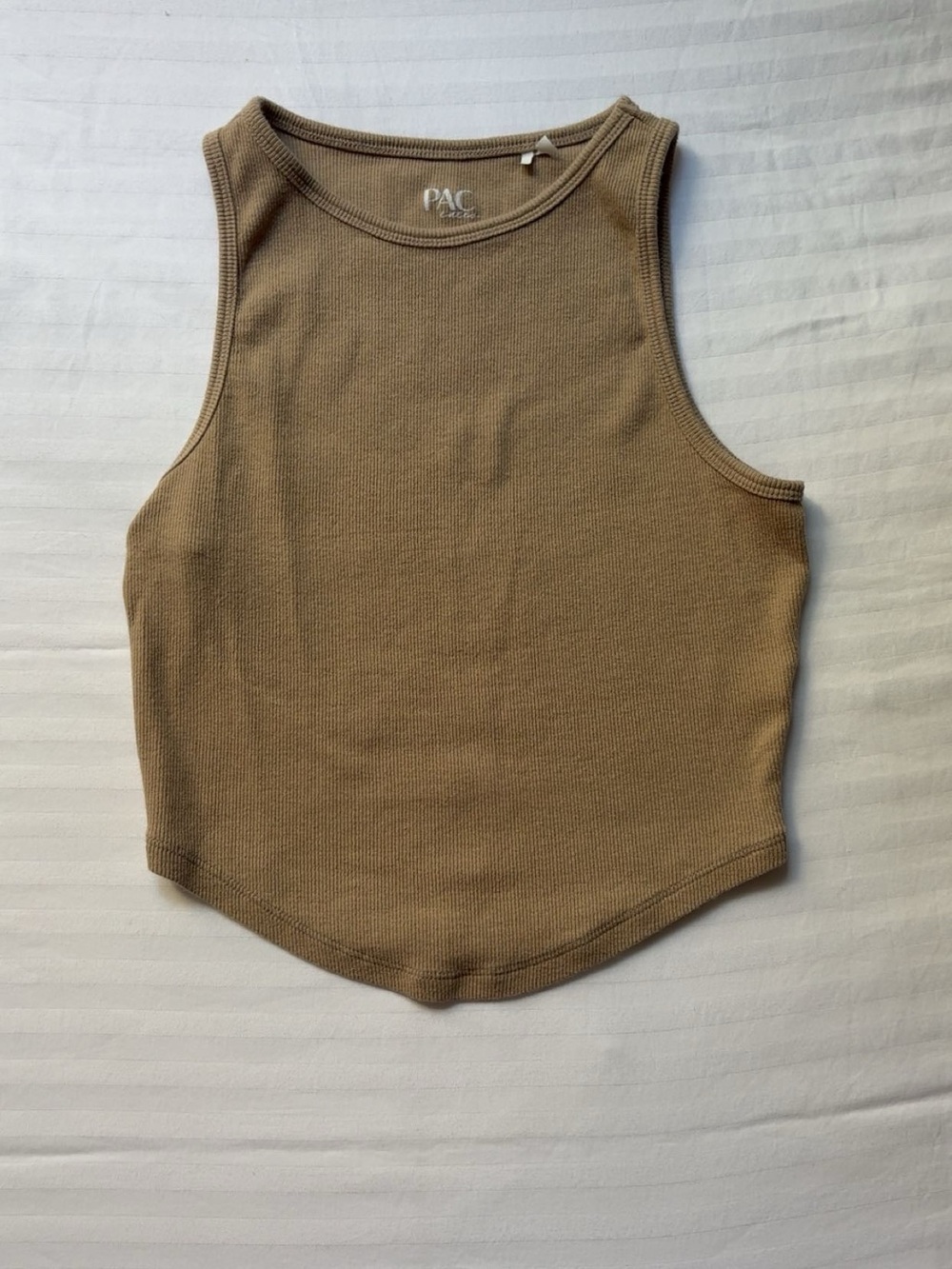 PacSun Women's Cropped Ribbed Tank Top in Tan